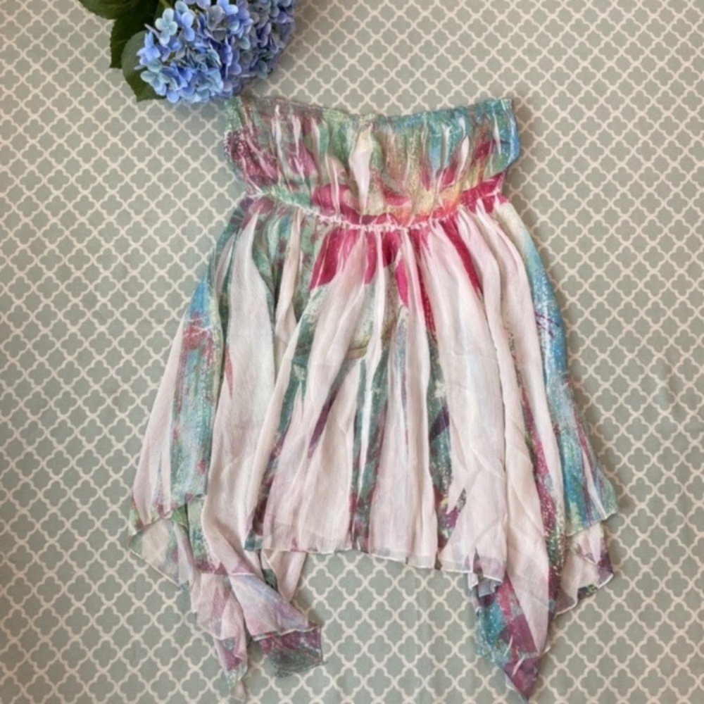 Press Apparel Strapless Sheer Blouse Coverup L